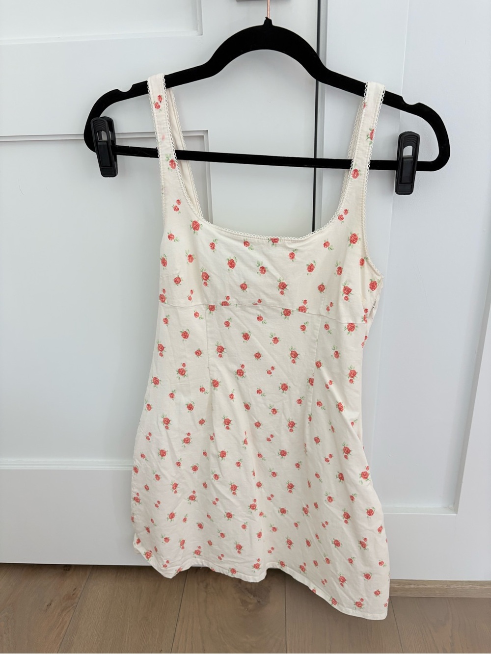H&M Cream Mini Dress with Pink Floral Print